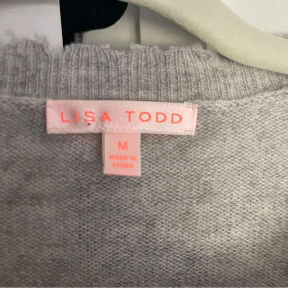 Lisa Todd LIP SERVICE SWEATER Gray Cashmere rhinestone - Picture 3 of 5